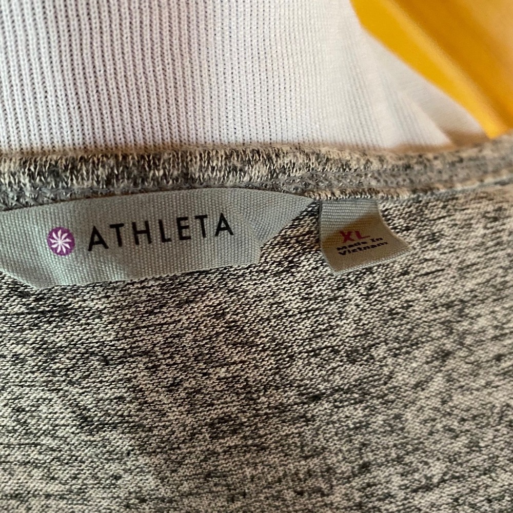 Athleta Solitude Heather Grey Ruched Side Knit Dress Long Sleeve XL - Picture 3 of 6